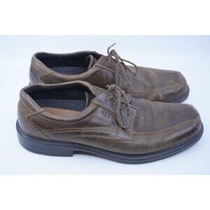 Ecco Mens Brown Leather Helsinki Lace Up Bicycle Toe Dress Oxfords EU 46 US 12
